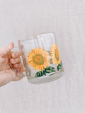 Glass Sunflower Coffee Mug