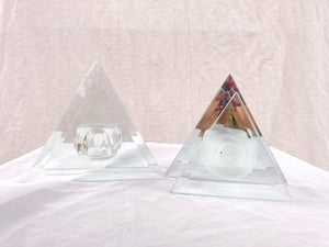 Pair of Glass Triangle Candle Holders