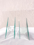 Pair of Glass Triangle Candle Holders