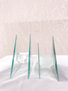Pair of Glass Triangle Candle Holders
