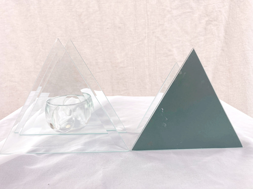 Pair of Glass Triangle Candle Holders