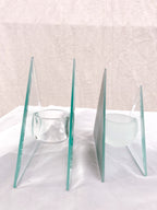 Pair of Glass Triangle Candle Holders