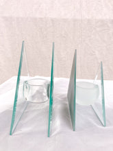 Load image into Gallery viewer, Pair of Glass Triangle Candle Holders
