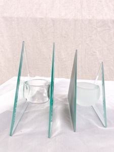 Pair of Glass Triangle Candle Holders