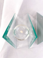 Pair of Glass Triangle Candle Holders