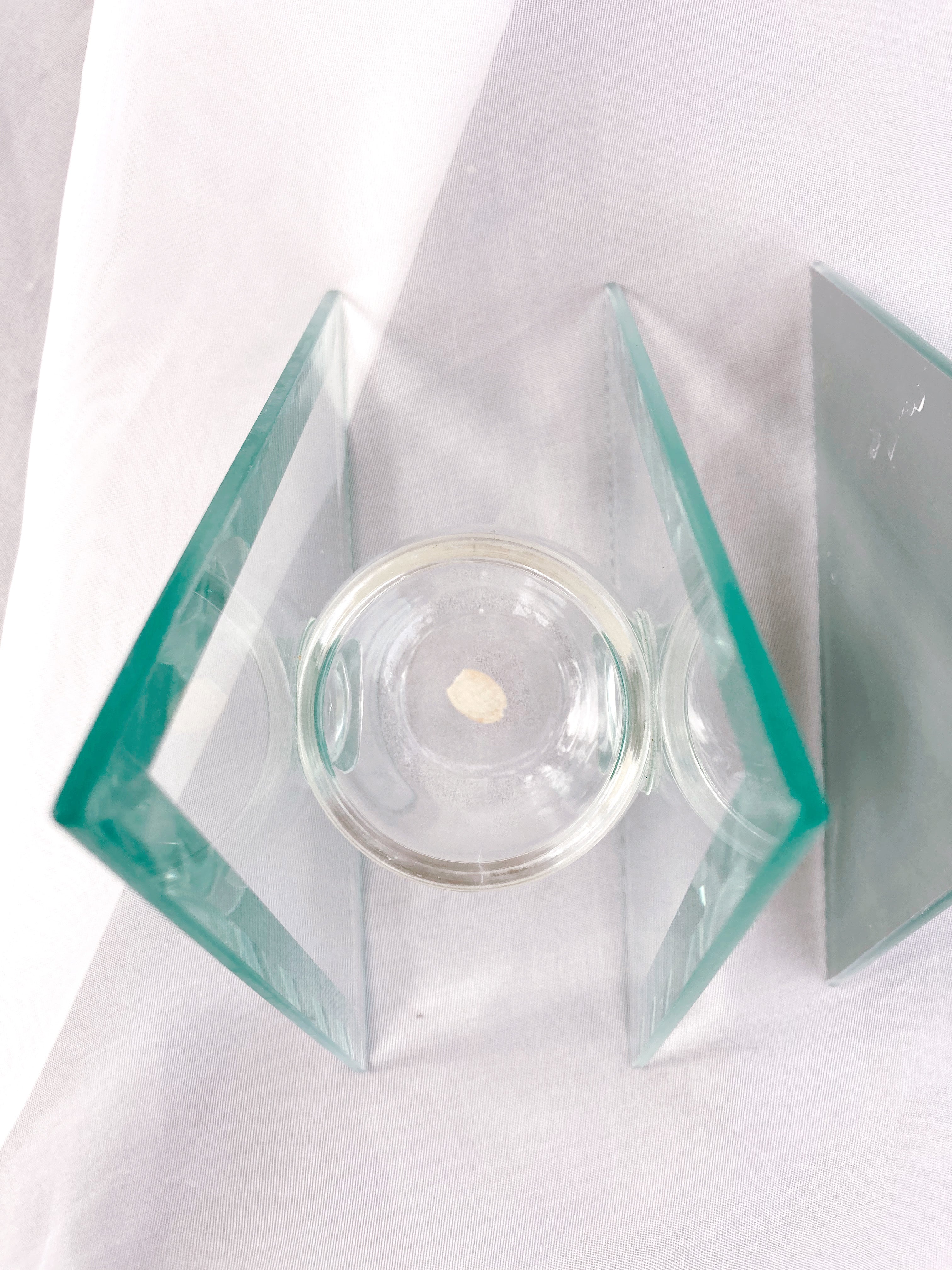 Pair of Glass Triangle Candle Holders