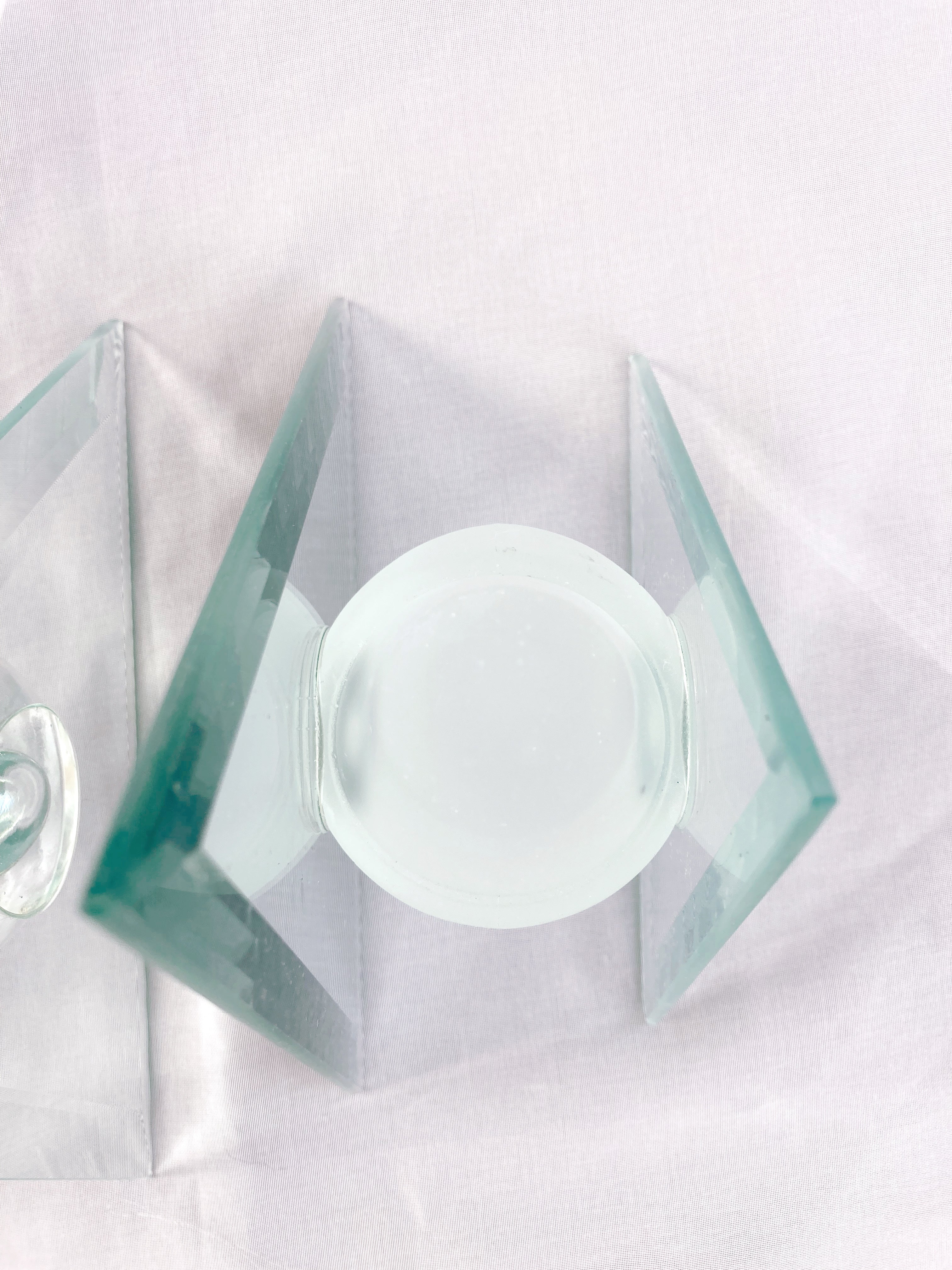 Pair of Glass Triangle Candle Holders