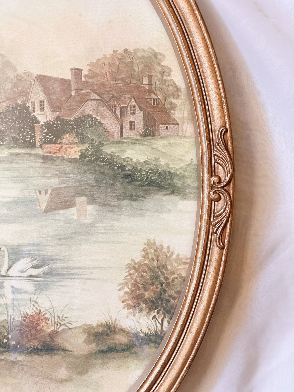Gold Framed Swan Landscape