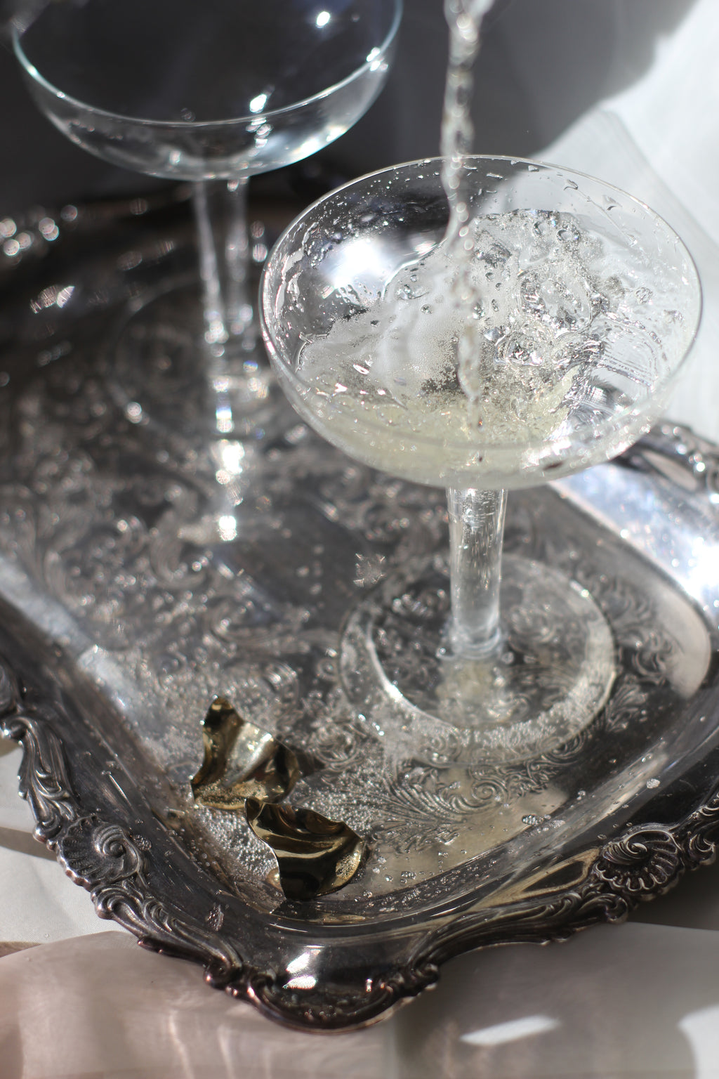Pair of Mid Century Hollow Stem Champagne Glasses