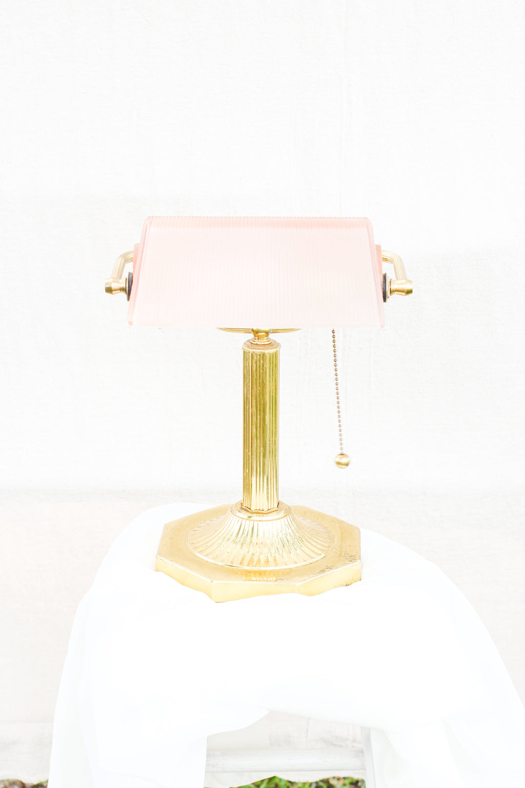 Rare Pink Bankers Lamp