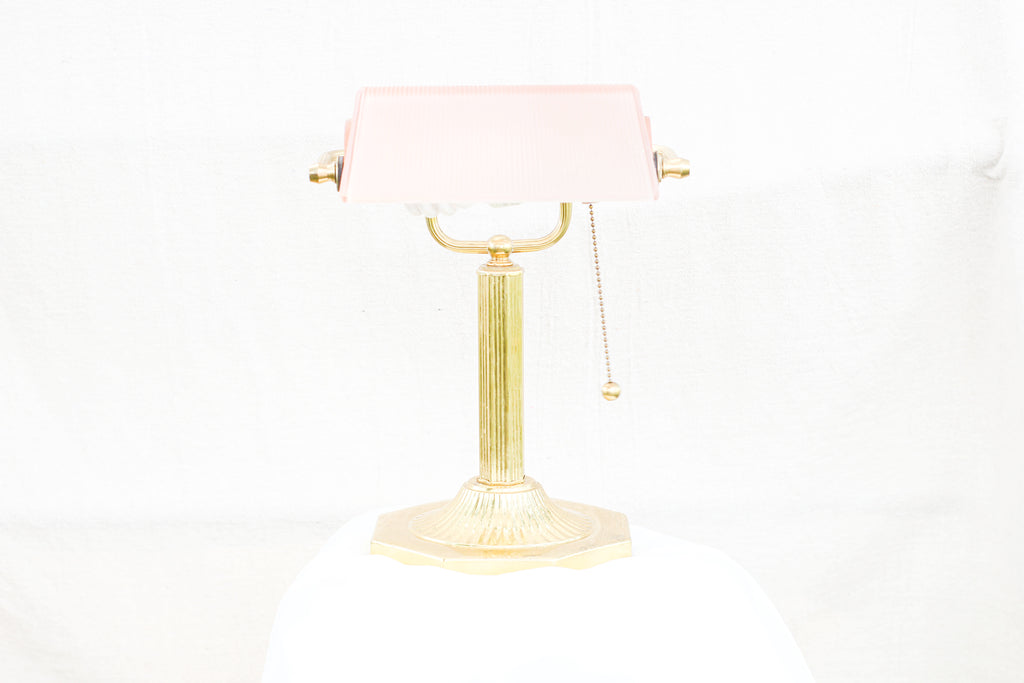 Rare Pink Bankers Lamp
