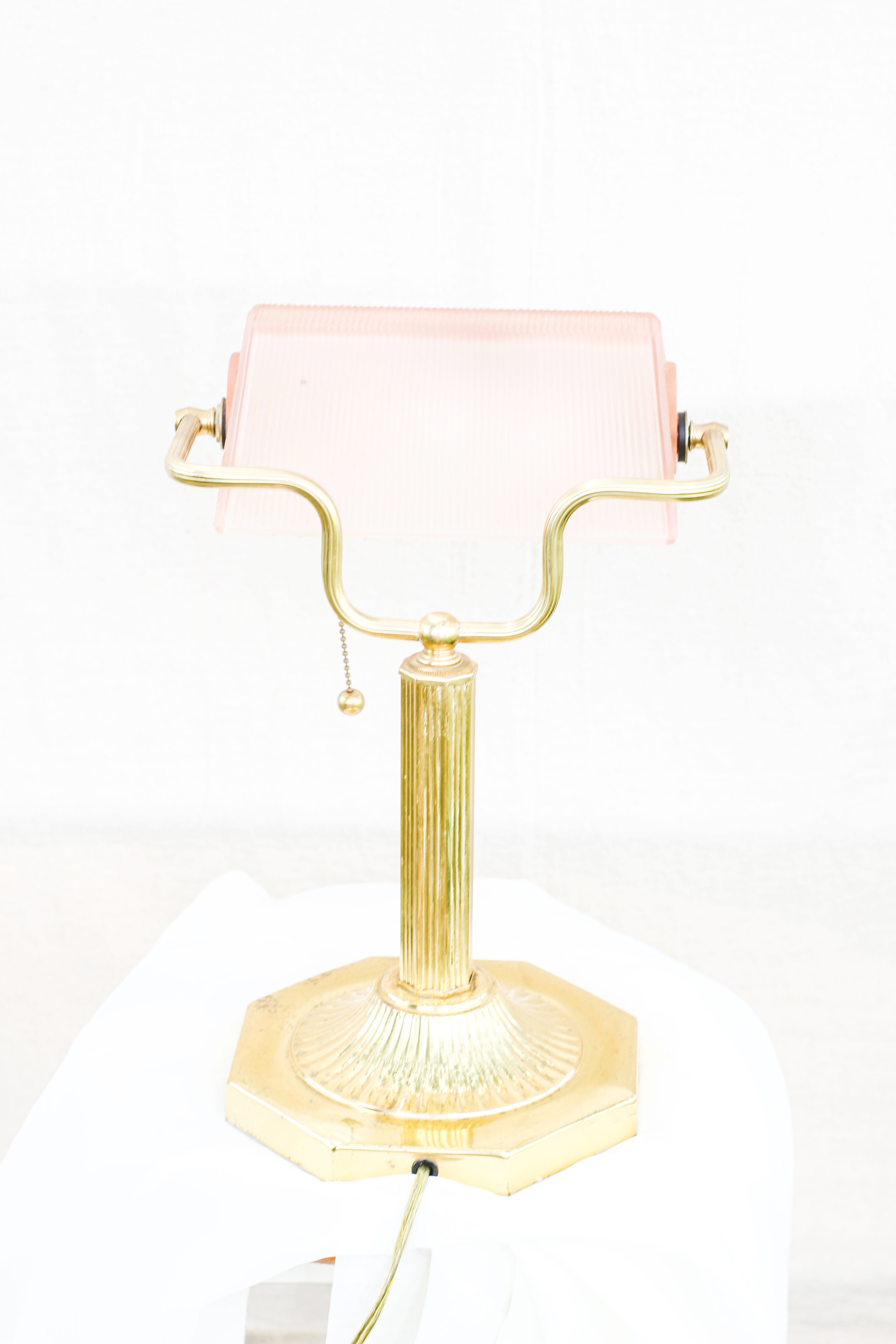 Rare Pink Bankers Lamp