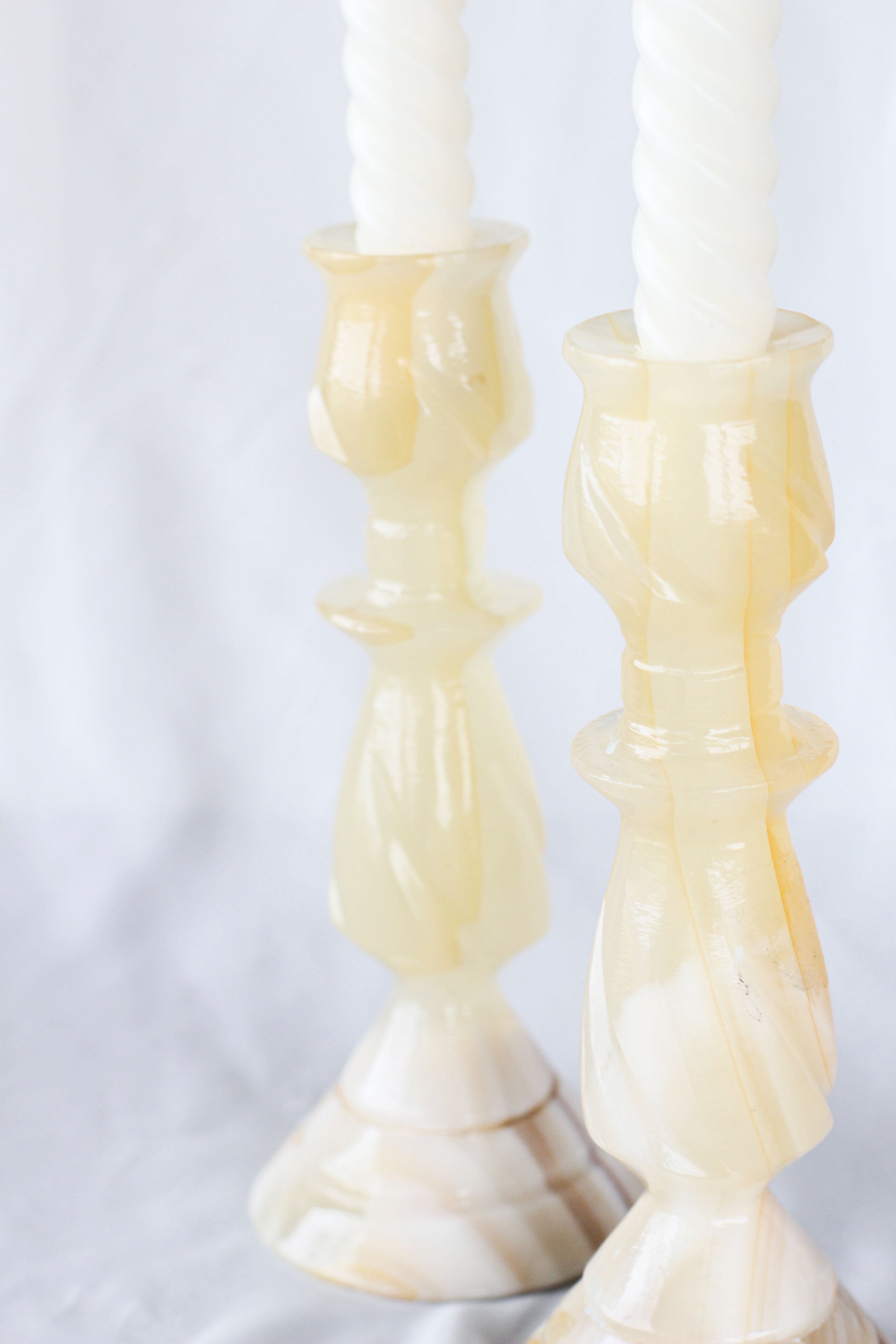 Pair of Onyx Candle Holders
