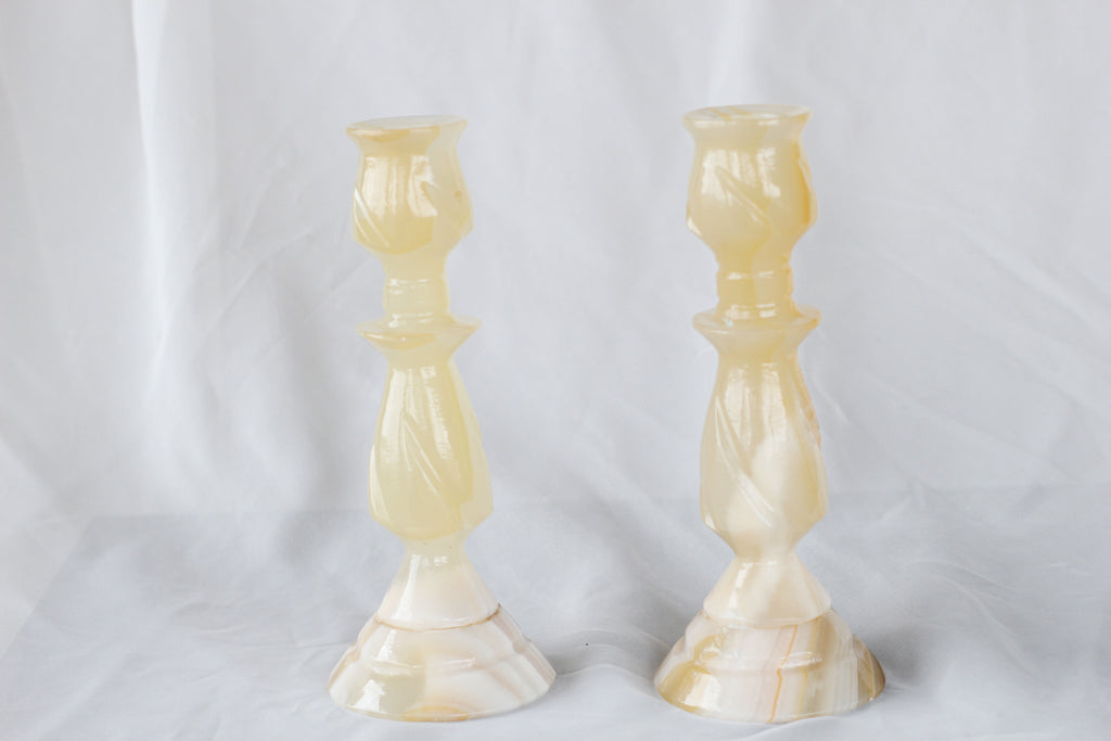 Pair of Onyx Candle Holders
