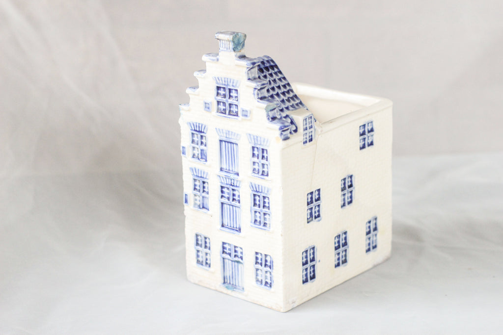 Blue and White House Planter