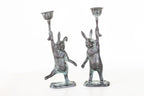 Pair of Cast Iron Rabbit Candle Holders