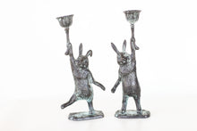 Load image into Gallery viewer, Pair of Cast Iron Rabbit Candle Holders
