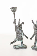 Load image into Gallery viewer, Pair of Cast Iron Rabbit Candle Holders
