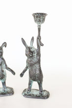 Load image into Gallery viewer, Pair of Cast Iron Rabbit Candle Holders
