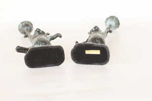 Pair of Cast Iron Rabbit Candle Holders