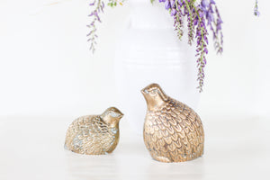 Pair of Vintage Brass Quail