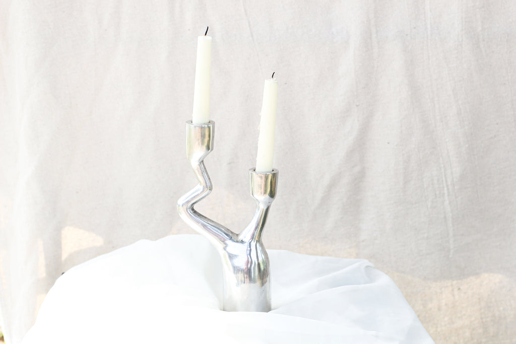 Silver Abstract Candelabra