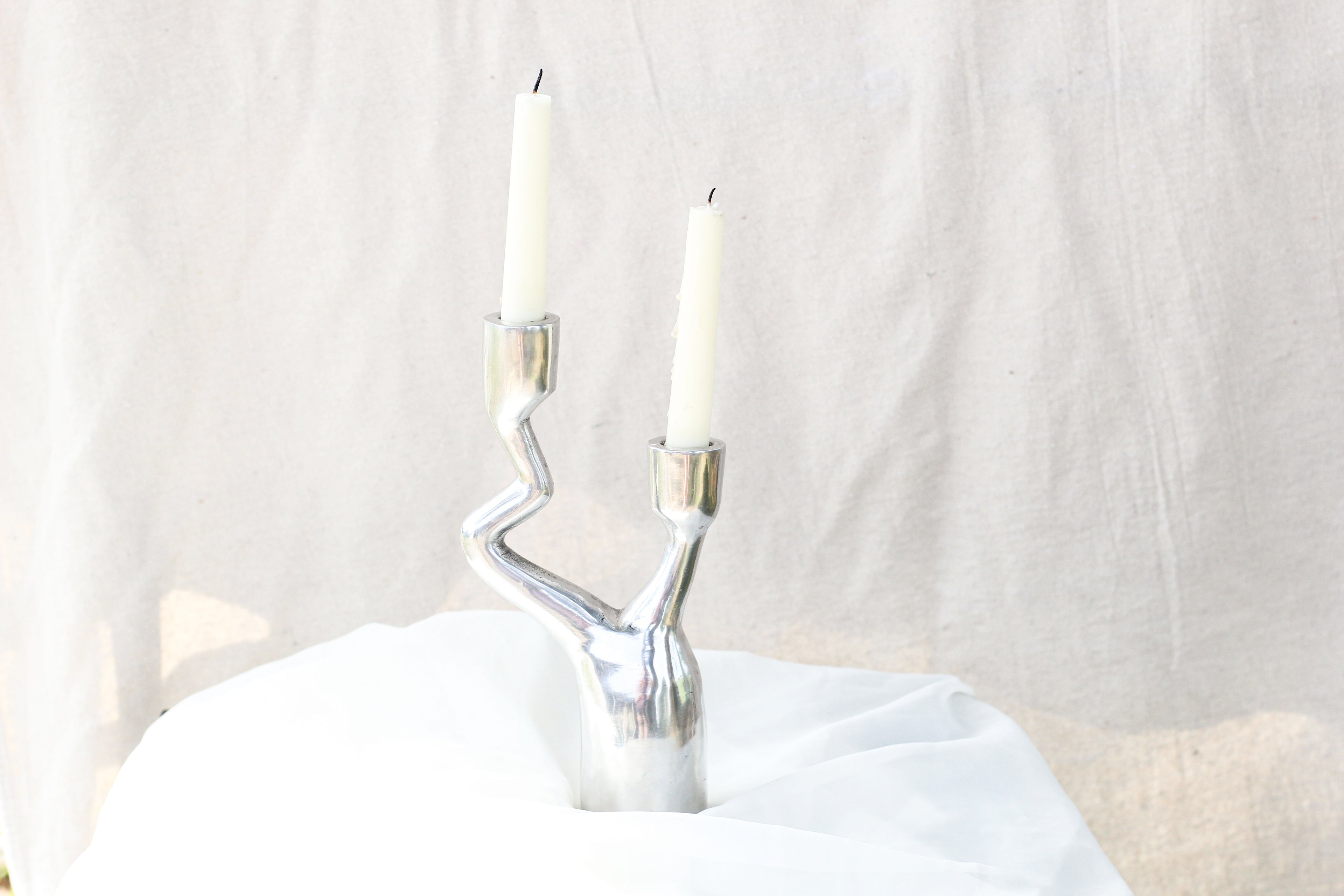 Silver Abstract Candelabra