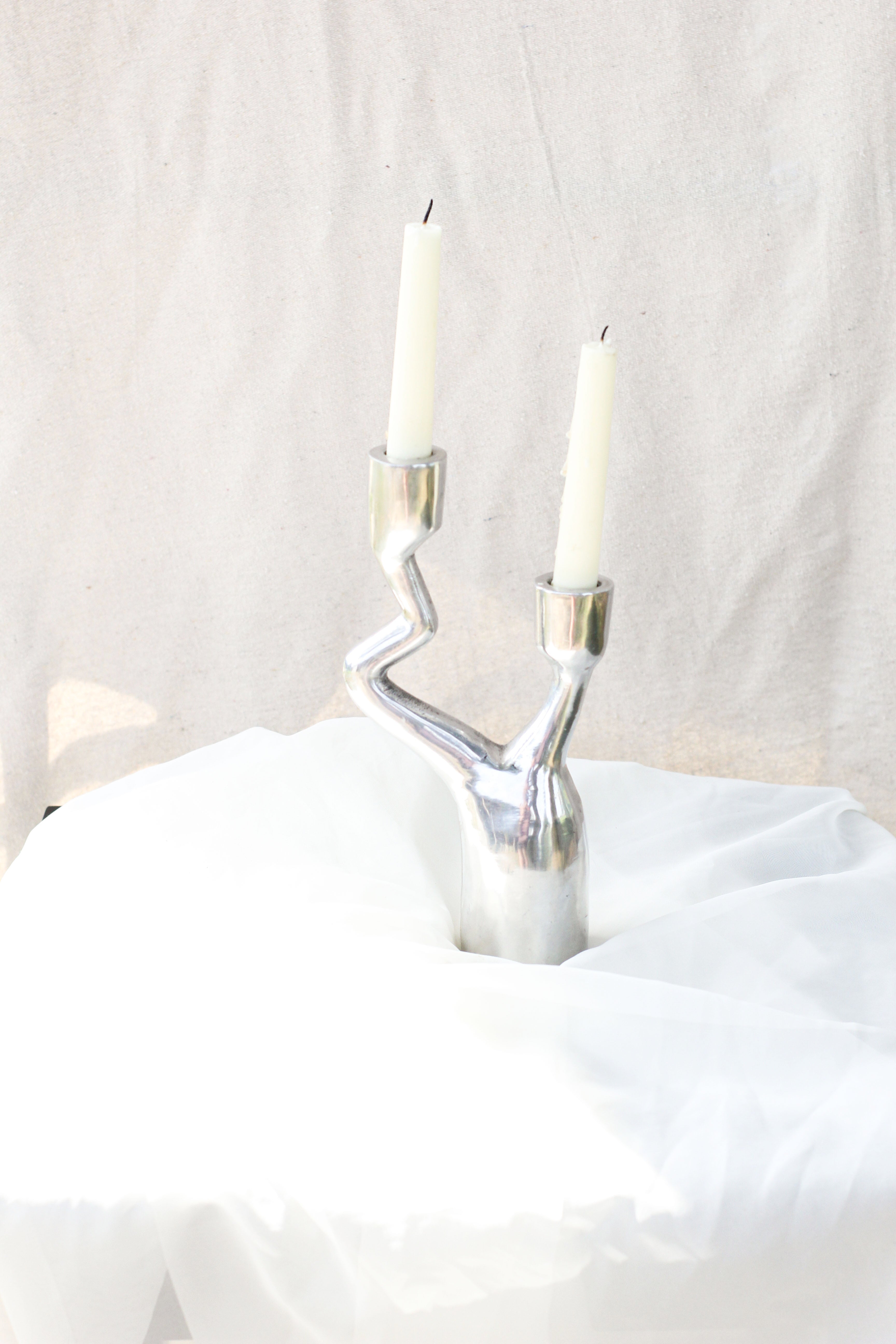 Silver Abstract Candelabra