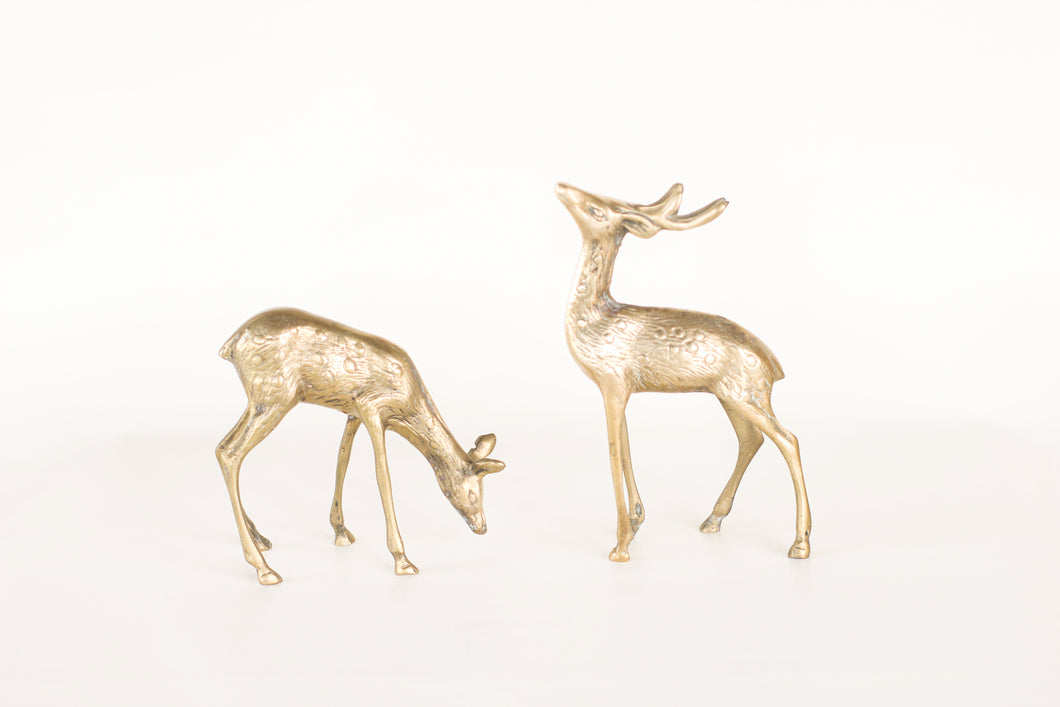 Pair of Brass Deer