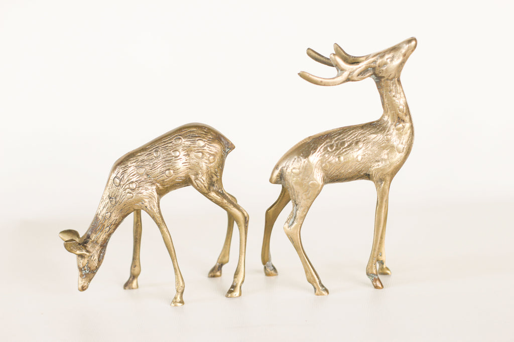 Pair of Brass Deer