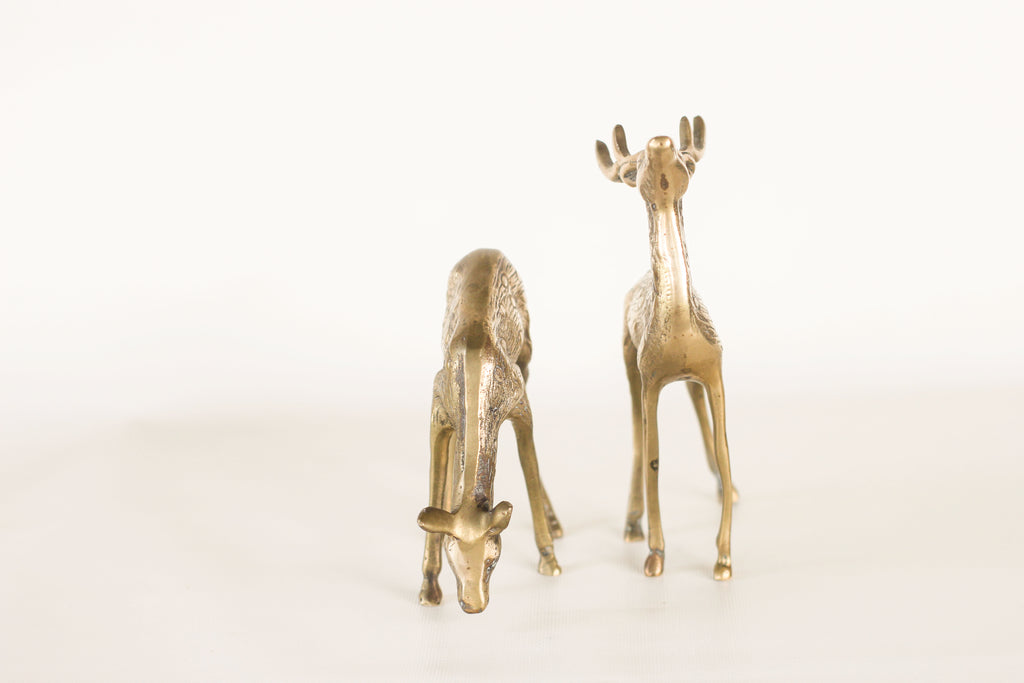 Pair of Brass Deer