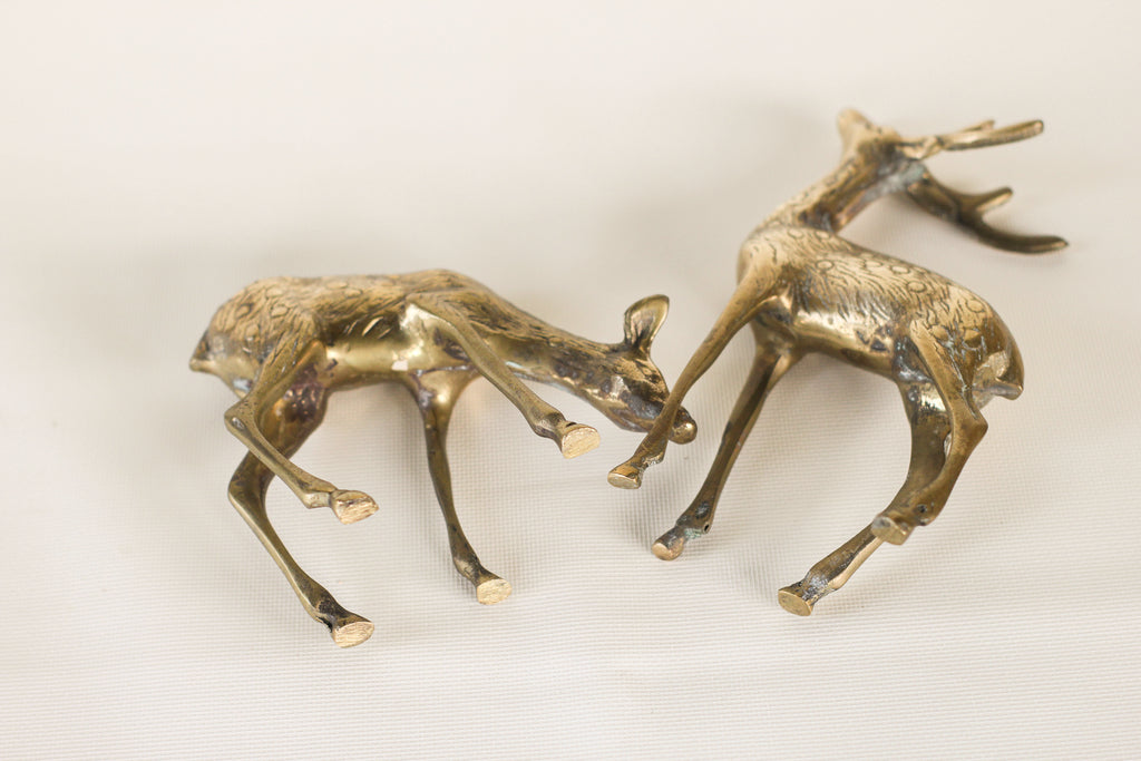 Pair of Brass Deer