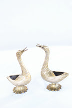 Pair of Brass Geese Incense Holders