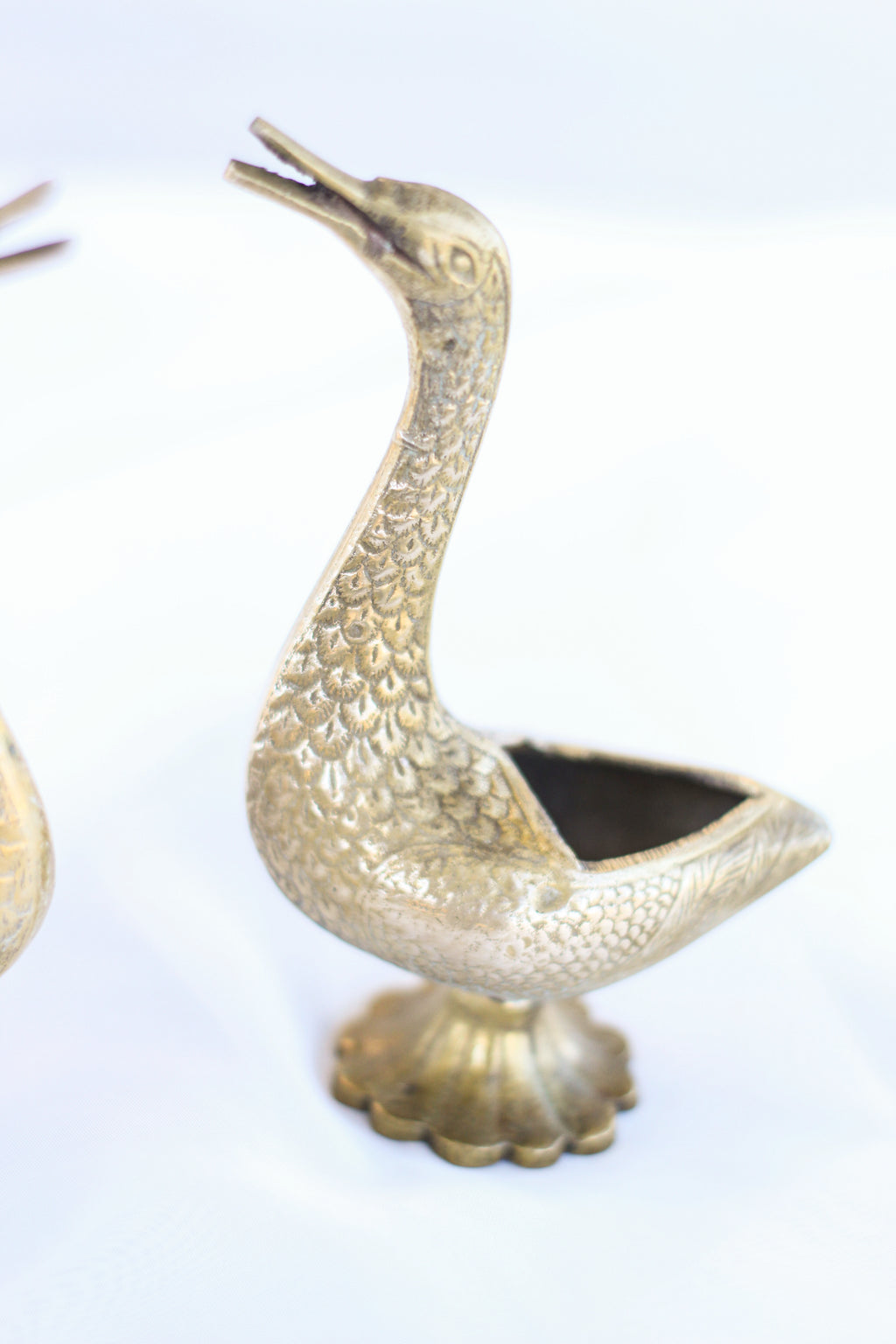 Pair of Brass Geese Incense Holders