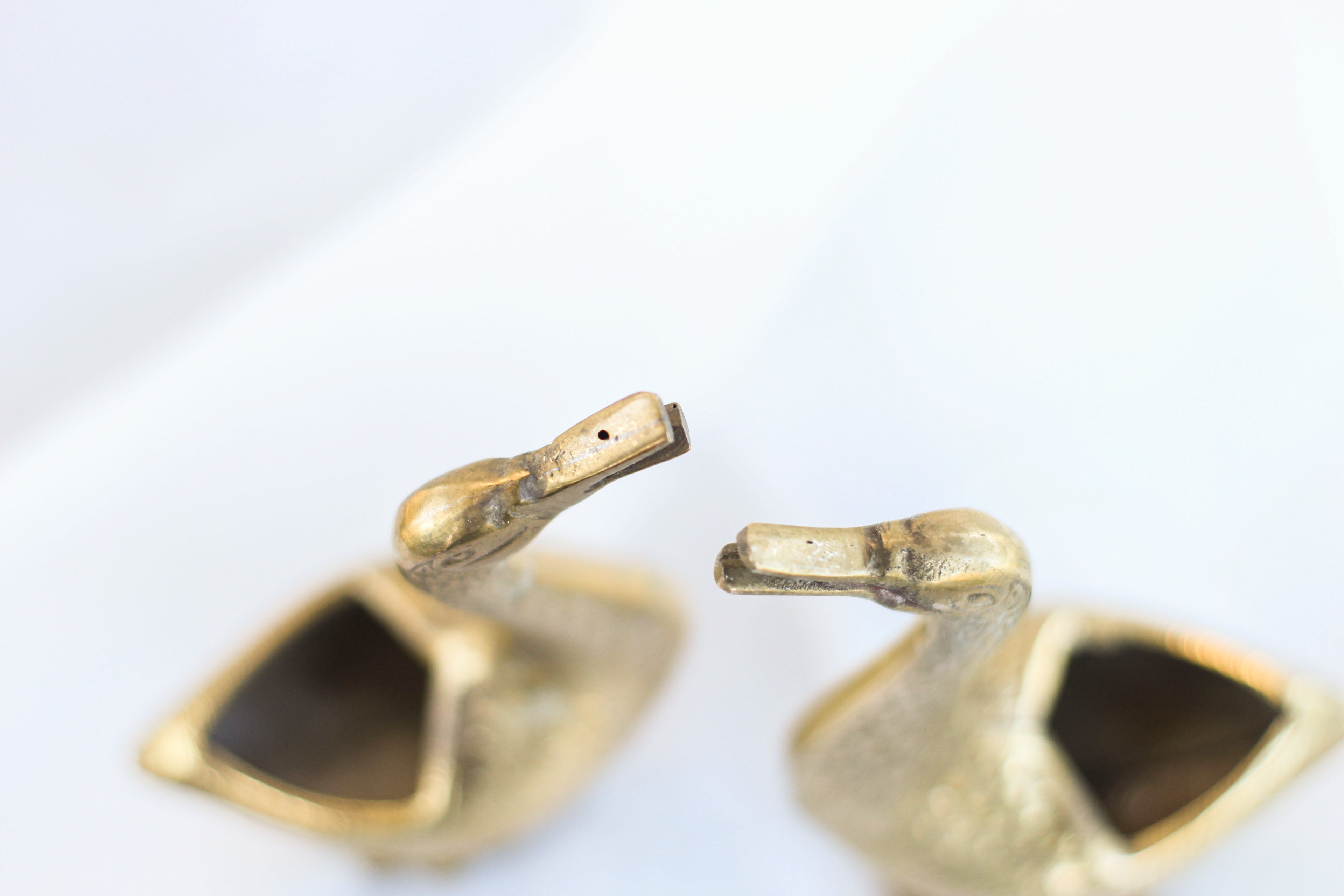 Pair of Brass Geese Incense Holders