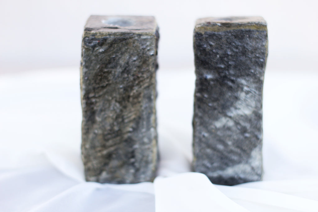 Pair of Stone Candle Holders