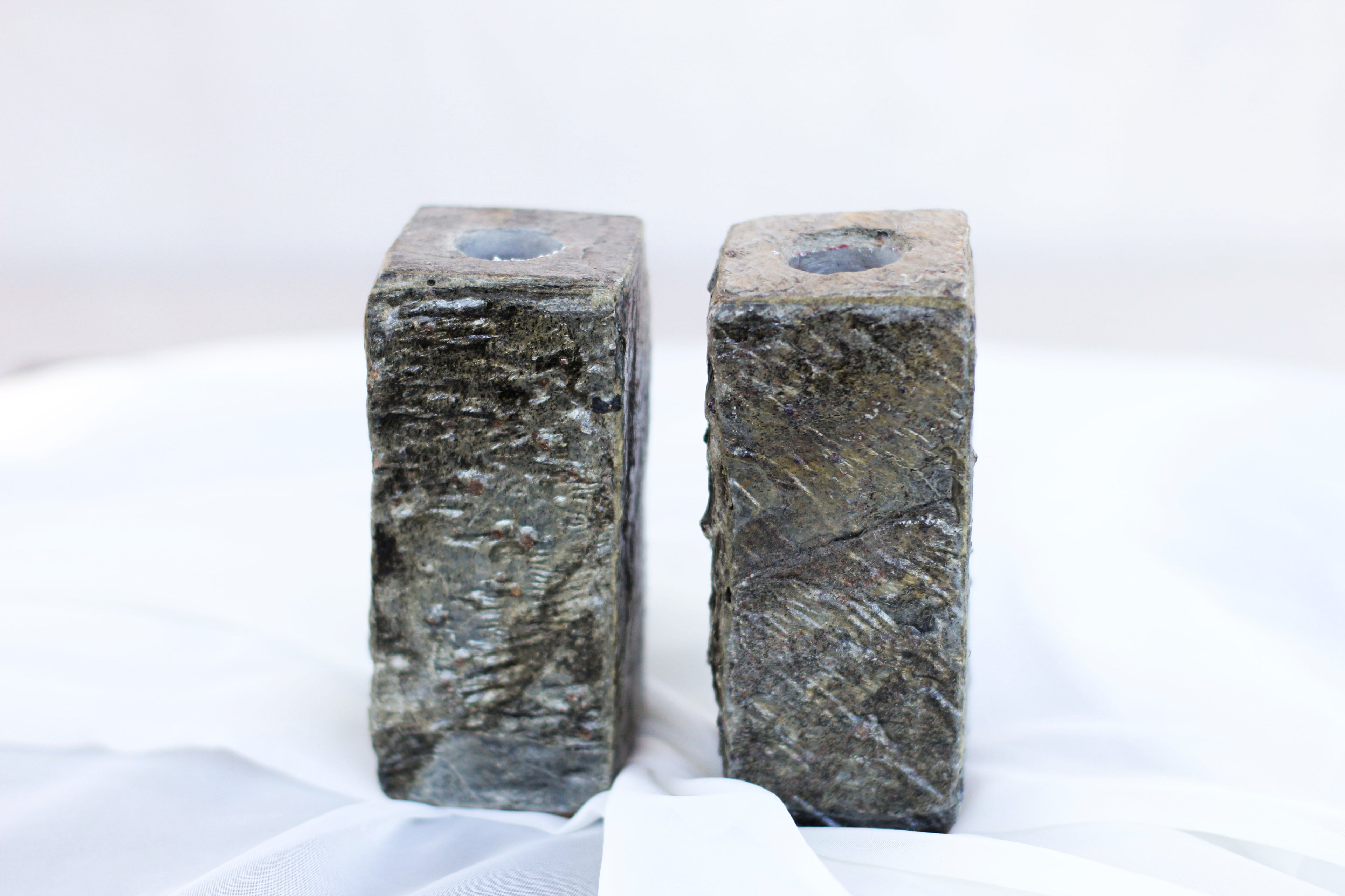 Pair of Stone Candle Holders