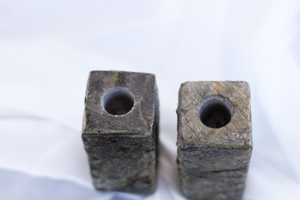 Pair of Stone Candle Holders