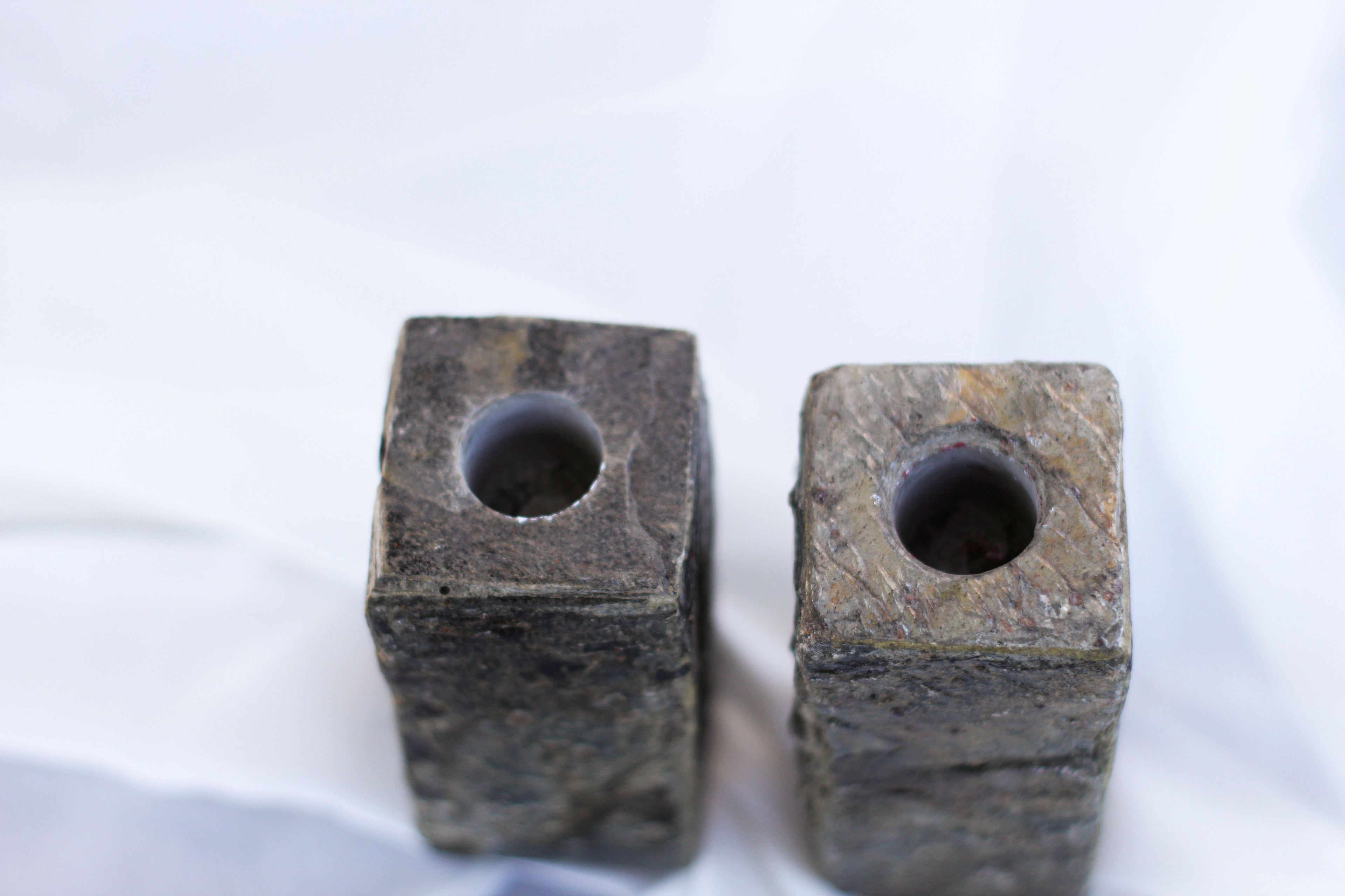 Pair of Stone Candle Holders