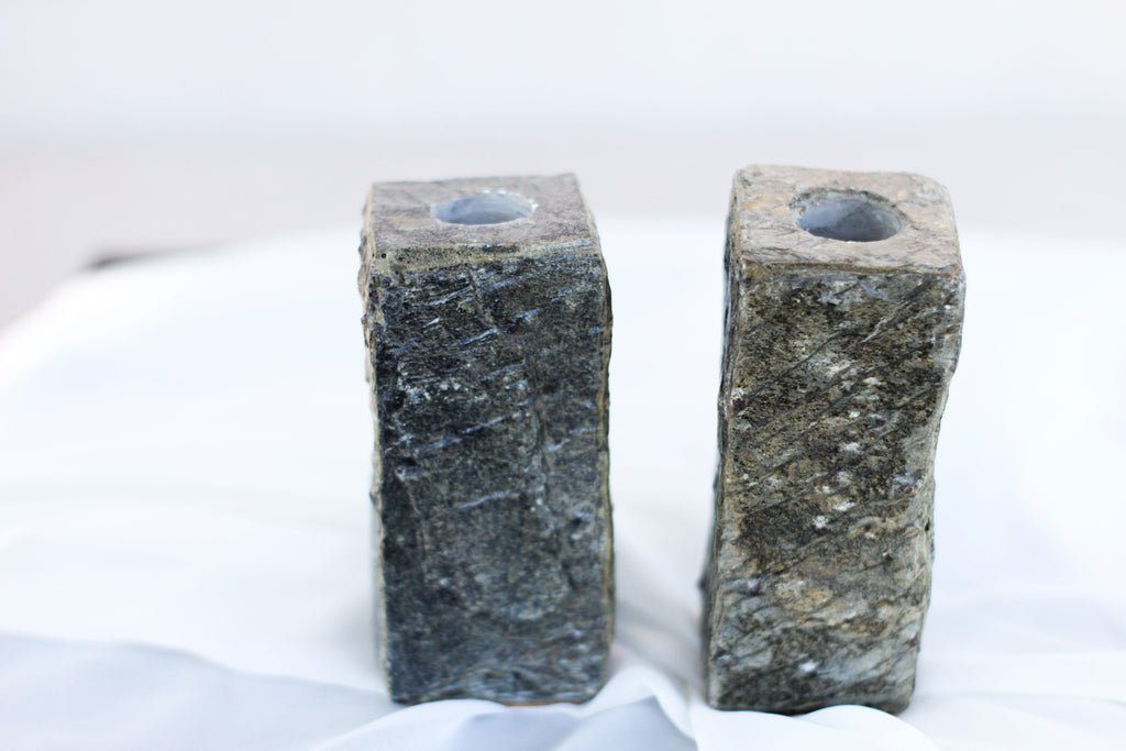 Pair of Stone Candle Holders