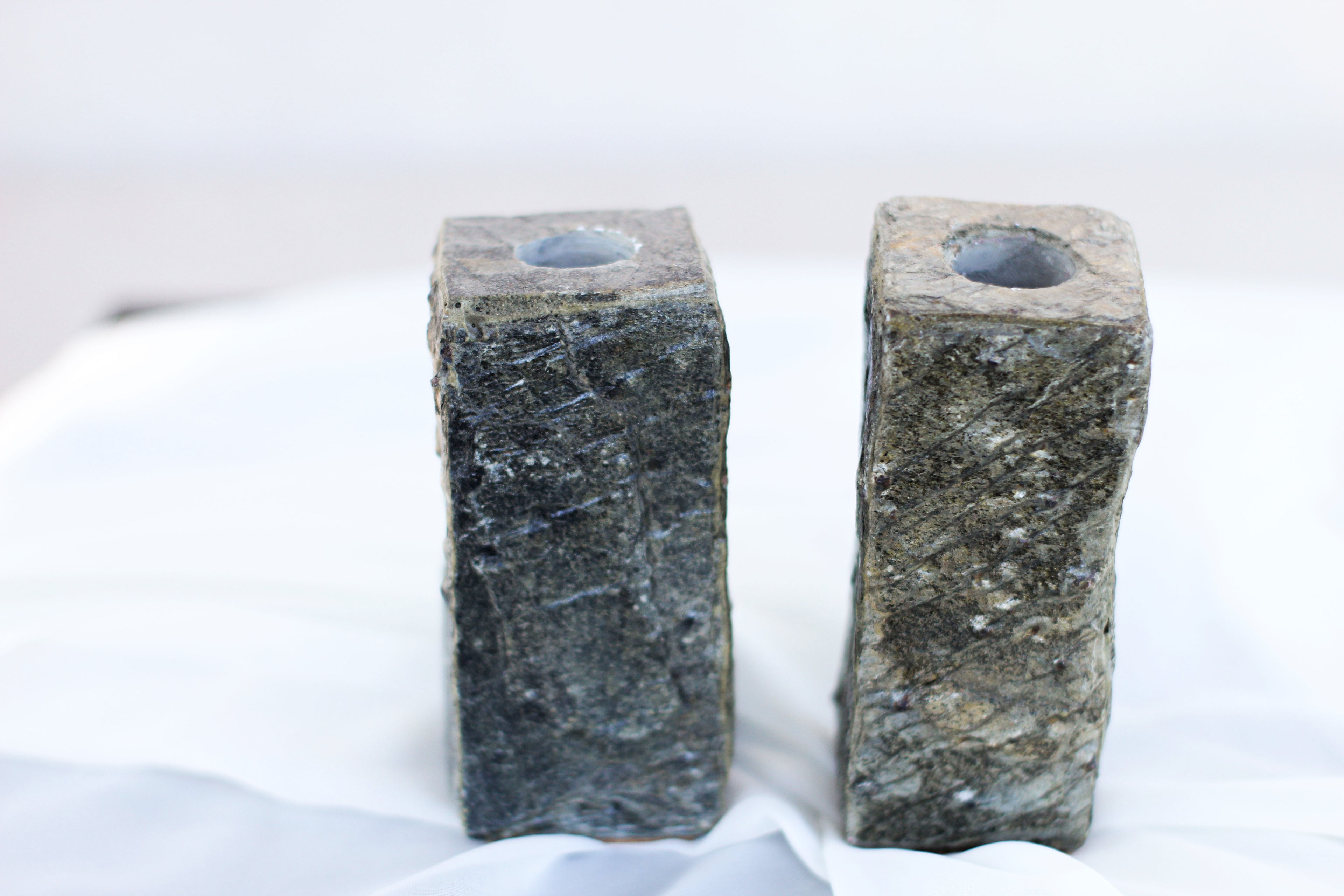 Pair of Stone Candle Holders