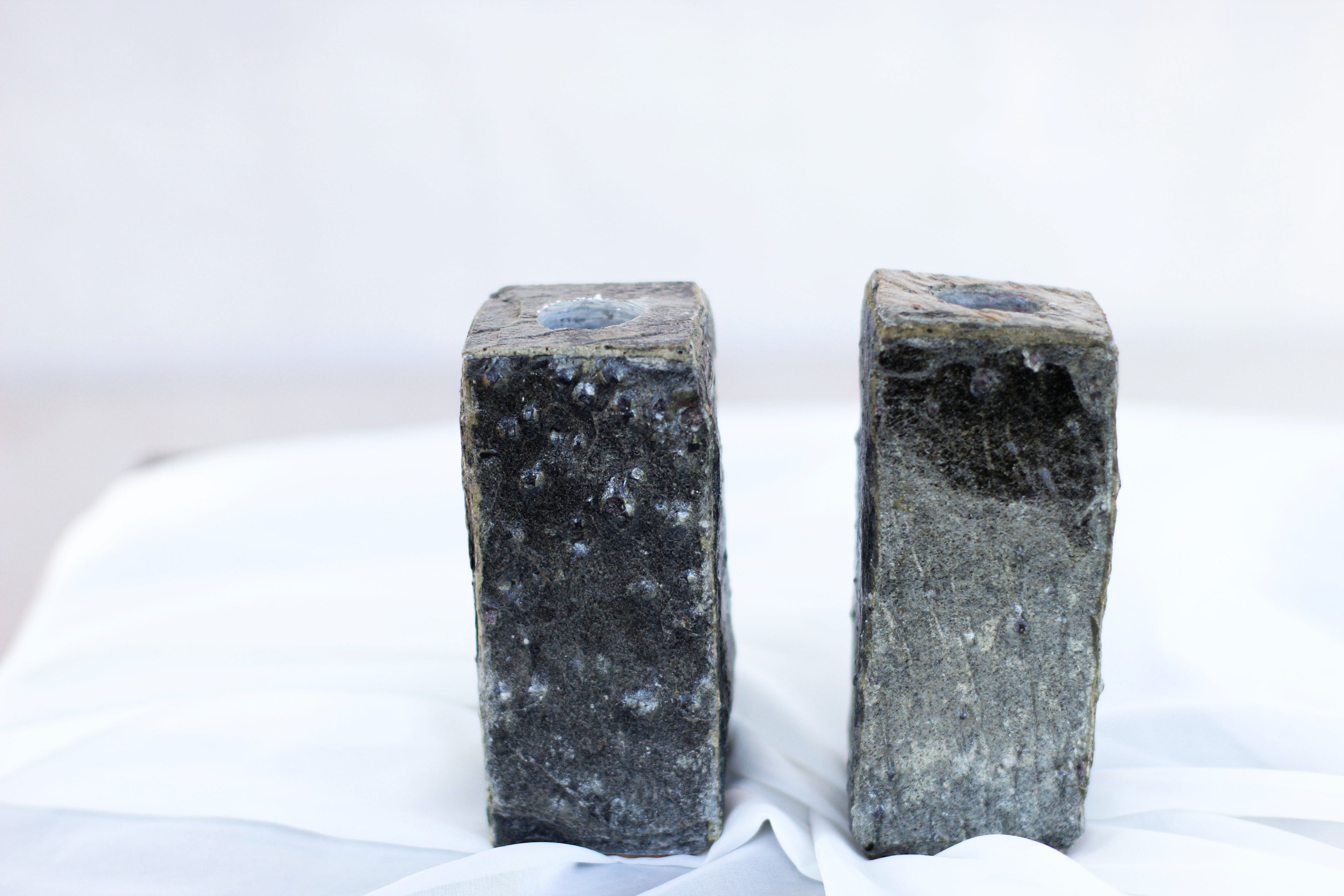 Pair of Stone Candle Holders