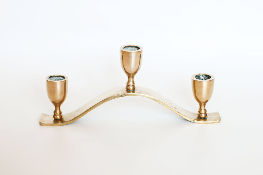 Three Arm Brass Candelabra