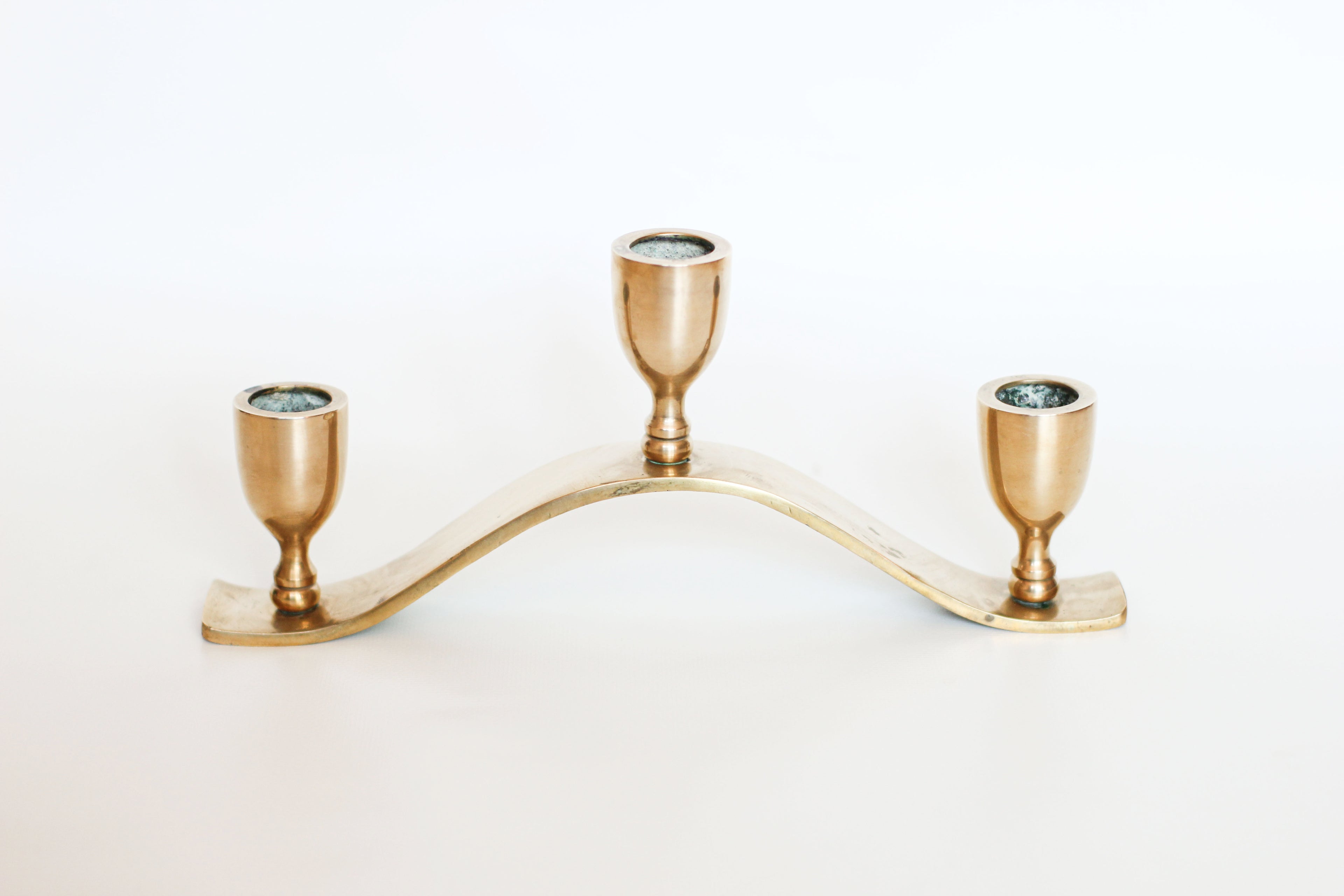 Three Arm Brass Candelabra