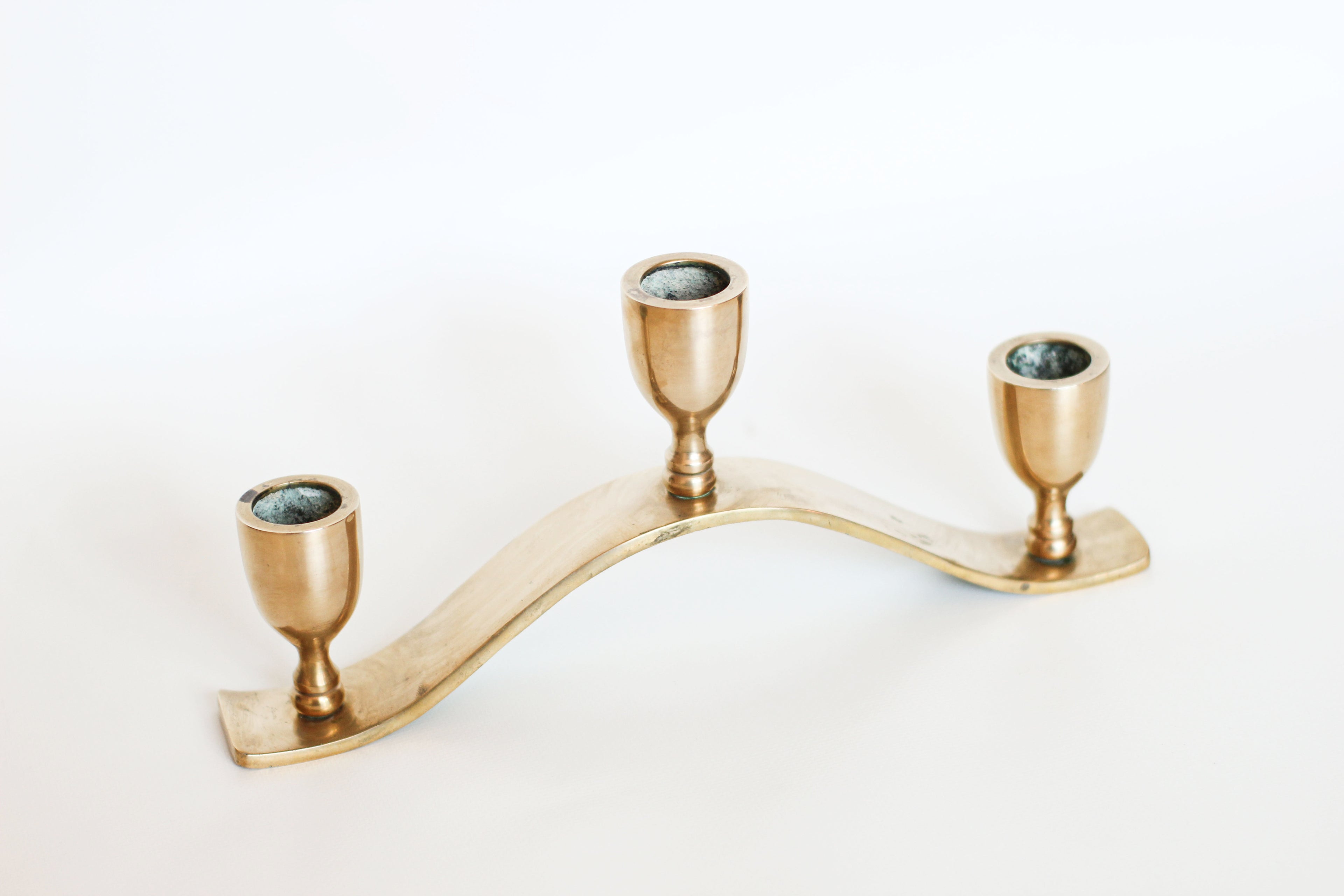 Three Arm Brass Candelabra
