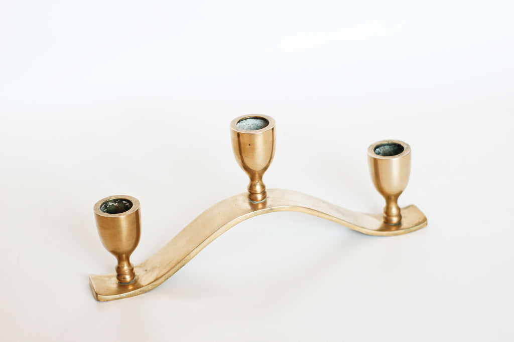 Three Arm Brass Candelabra