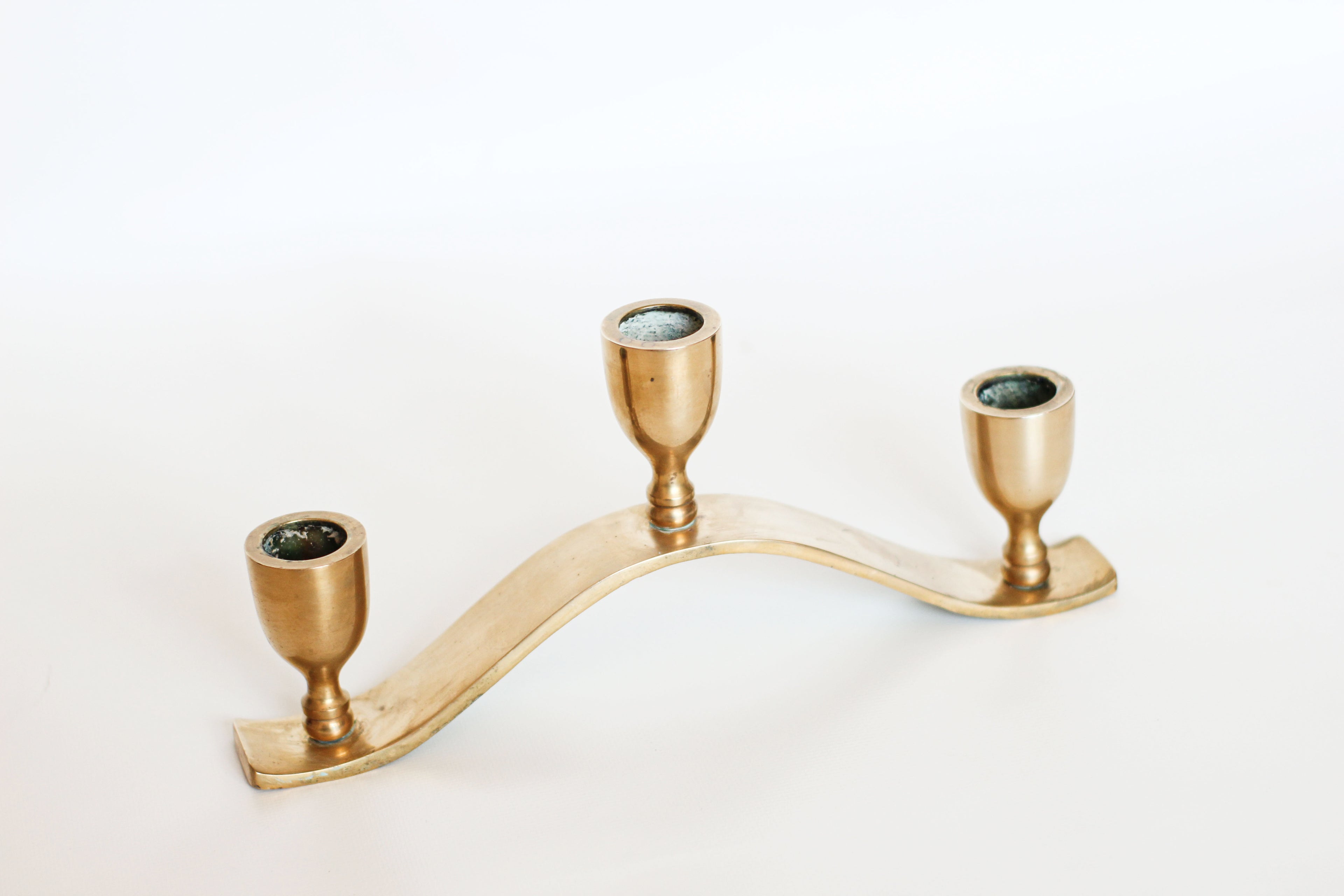 Three Arm Brass Candelabra