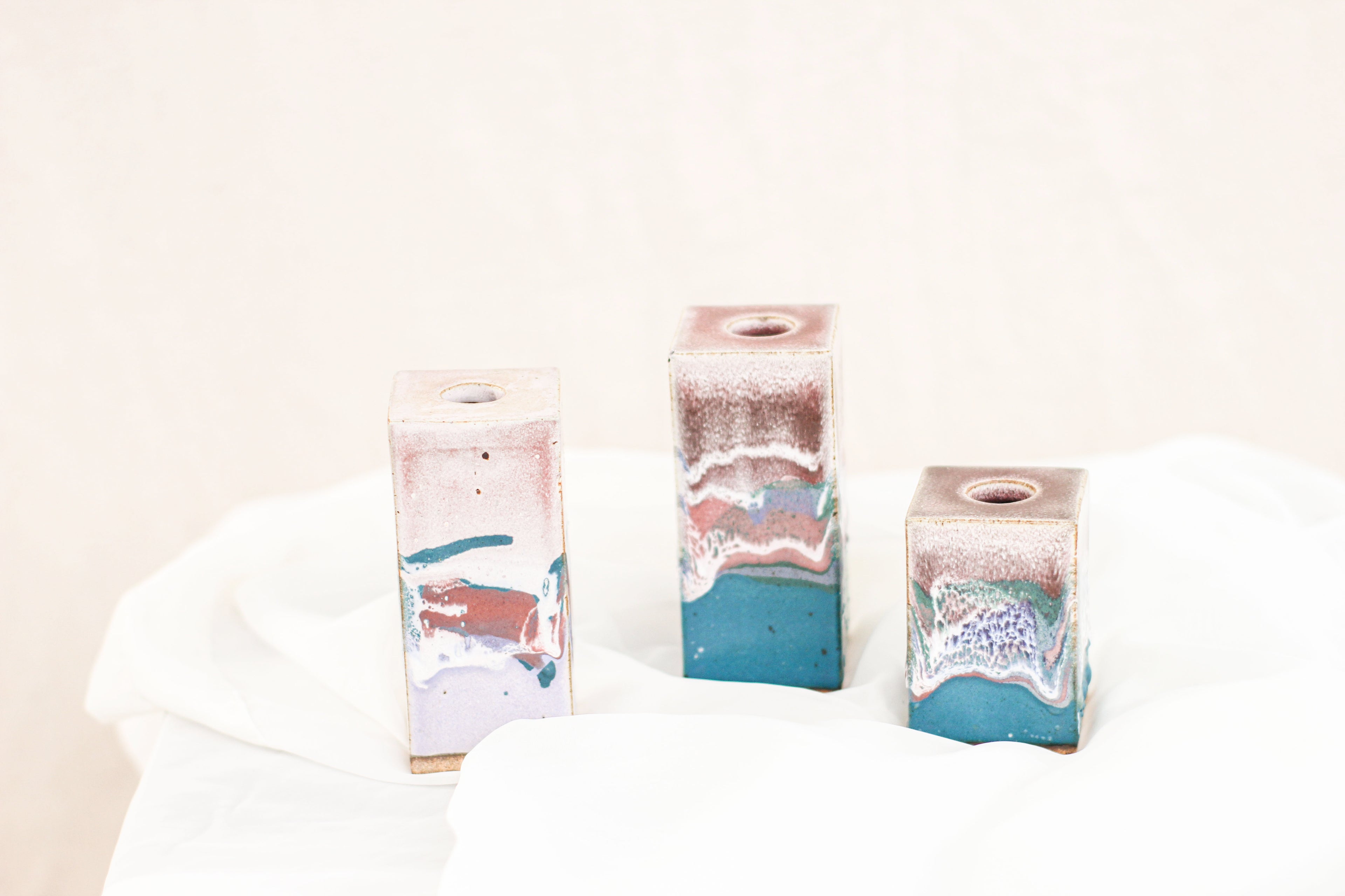 Trio of Handmade Candle Holders