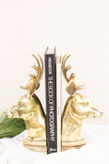 Pair of Brass Reindeer Bookends