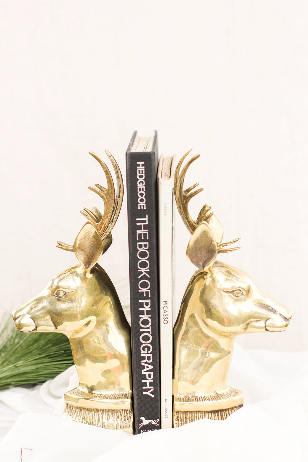 Pair of Brass Reindeer Bookends